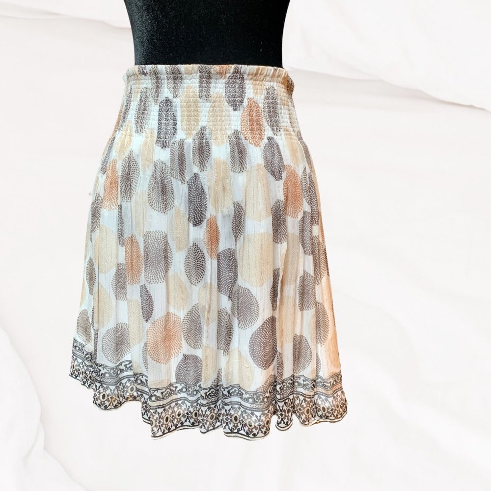 White House Black Market, Shirt,  Geo Metallic threads of Brown, Tan, Cream
